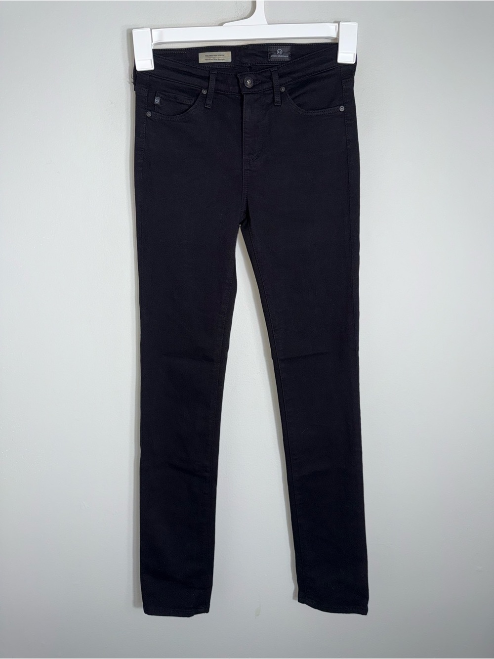 Adriano Goldschmied AG Mid-Rise Stevie Slim Straight Black Jeans-Size 24R
